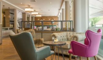 Lounge and coworking space at Hilton Garden Inn Bristol City Centre.