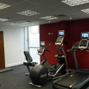 Well equipped fitness center at Hilton Garden Inn Glasgow City Centre.