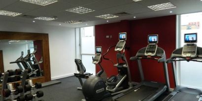 Well equipped fitness center at Hilton Garden Inn Glasgow City Centre.