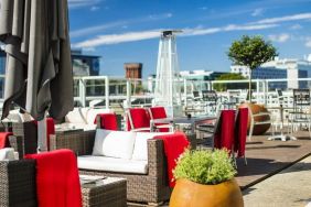 Stunning rooftop terrace ideal for coworking at Hilton Garden Inn Glasgow City Centre.