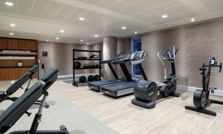 Well equipped fitness center at Hilton Garden Inn London Heathrow Terminals 2 And 3.