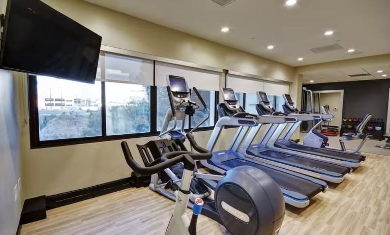 Well equipped fitness center at Embassy Suites By Hilton Santa Clara Silicon Valley.