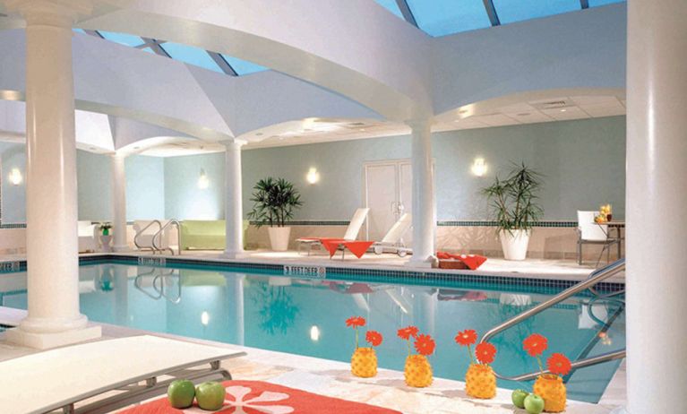 Stunning indoor pool with pool chairs at The Westminster Hotel.