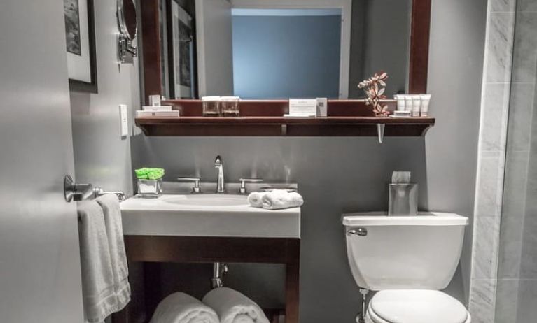 Private guest bathroom with shower at The Westminster Hotel.