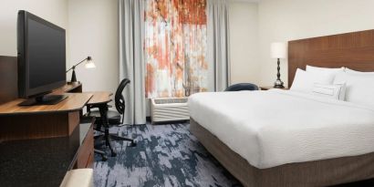 Delux king room with natural light at Fairfield Inn & Suites by Marriott Baltimore BWI Airport.