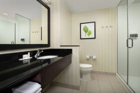 Private guest bathroom at Fairfield Inn & Suites by Marriott Baltimore BWI Airport.