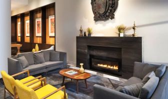 Lobby and coworking space with fire place at Le Méridien Columbus, The Joseph.