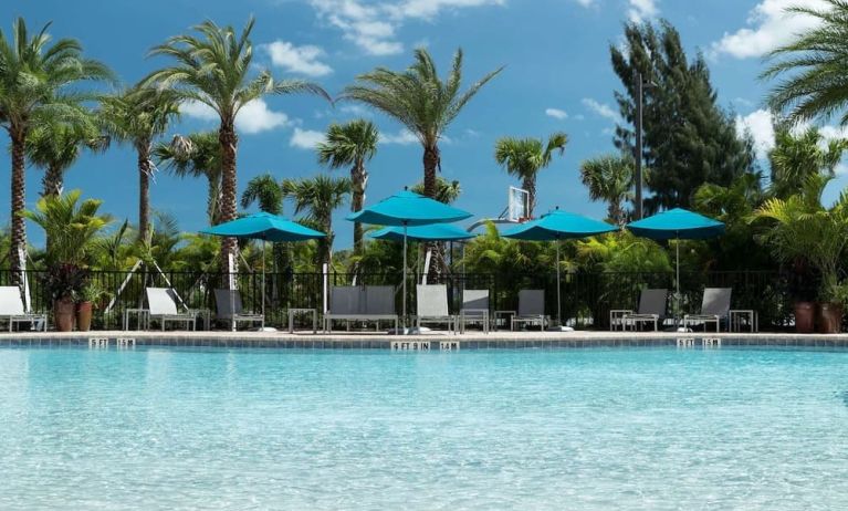 Large outdoor pool at Hampton Inn & Suites Cape Canaveral Cruise Port.