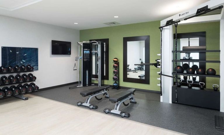 Well equipped fitness center at Hampton Inn & Suites Cape Canaveral Cruise Port.