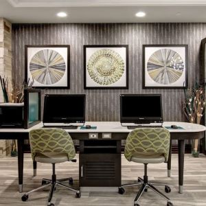 Business center with PC, internet, and printer at Homewood Suites By Hilton Burlington.