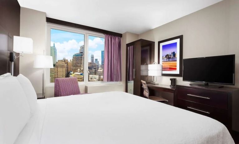 King room with natural light at Hampton Inn Manhattan/Times Square Central.