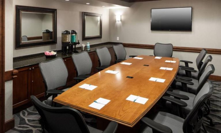 Professional meeting room at Homewood Suites By Hilton Denton.