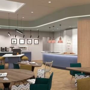 Lounge and coworking space at Hampton By Hilton Budapest City Centre.