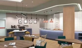 Lounge and coworking space at Hampton By Hilton Budapest City Centre.