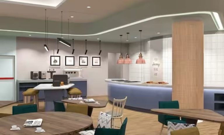 Lounge and coworking space at Hampton By Hilton Budapest City Centre.