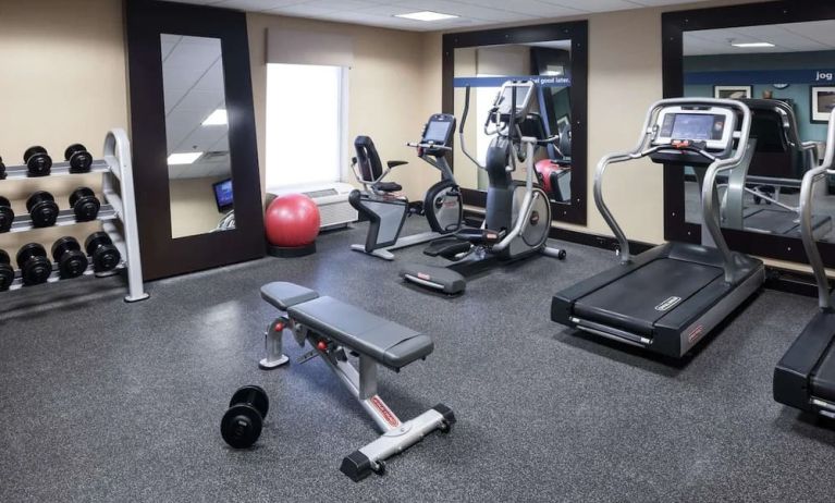 Well equipped fitness center at Hampton Inn & Suites Gainesville-Downtown.