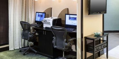 Business center with printer and PC at Hampton Inn & Suites Gainesville-Downtown.