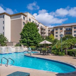 Relaxing pool area at Hilton San Antonio Hill Country.