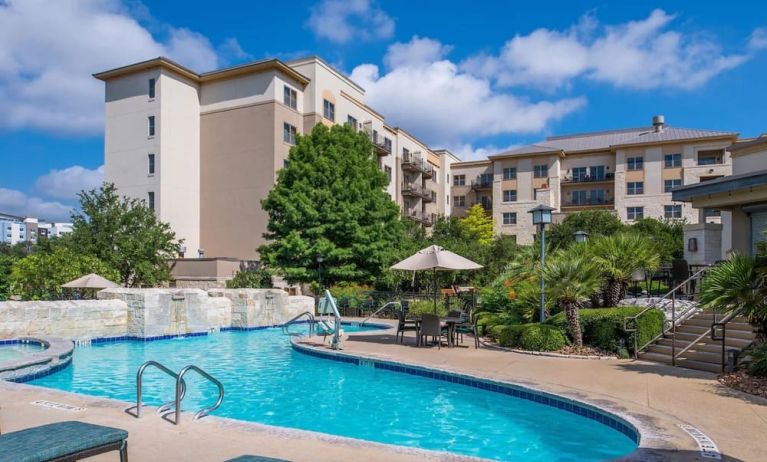 Relaxing pool area at Hilton San Antonio Hill Country.