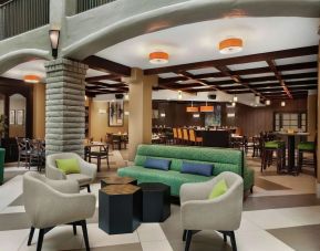 Lounge and coworking space at Embassy Suites By Hilton Arcadia Pasadena Area.