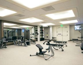 Equipped fitness center at Hilton Los Angeles Airport.