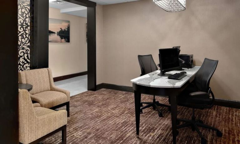 Business center with PC, internet, and printer at Homewood Suites By Hilton Lafayette-Airport, LA.