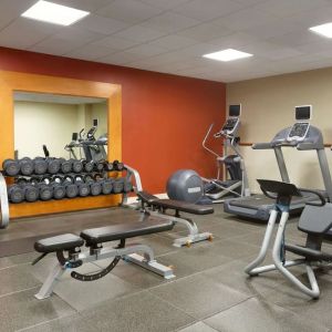 Equipped fitness center at DoubleTree By Hilton Hartford - Bradley Airport.