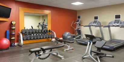 Equipped fitness center at DoubleTree By Hilton Hartford - Bradley Airport.