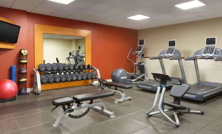 Equipped fitness center at DoubleTree By Hilton Hartford - Bradley Airport.