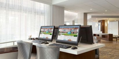 Dedicated business center at DoubleTree By Hilton Hartford - Bradley Airport.