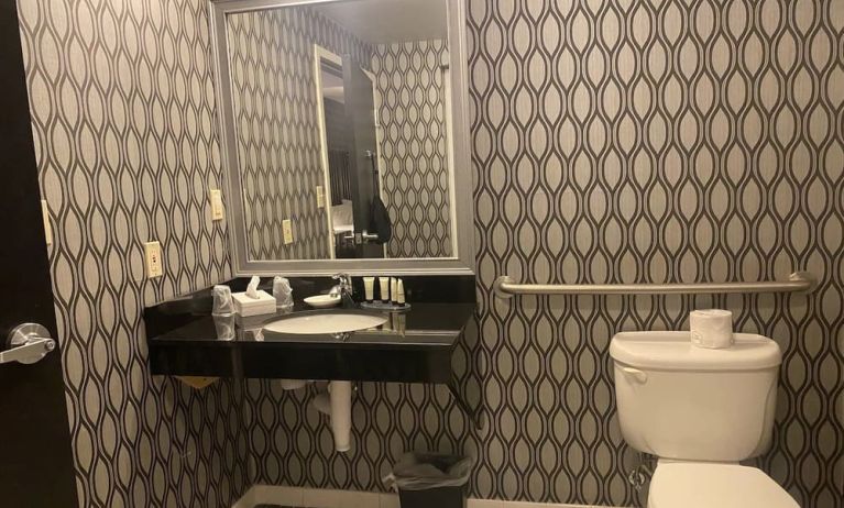 Guest bathroom with shower at Park Manor Hotel.