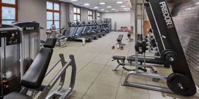 Fitness center available at Hilton Berlin.