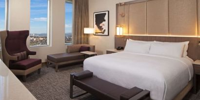 Spacious king room at H Hotel Los Angeles, Curio Collection By Hilton.