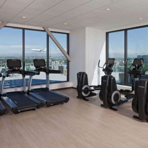 Equipped fitenss center at H Hotel Los Angeles, Curio Collection By Hilton.