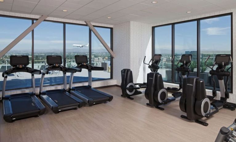 Equipped fitenss center at H Hotel Los Angeles, Curio Collection By Hilton.