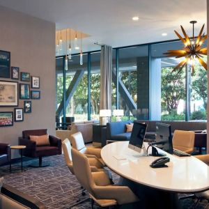 Dedicated business center at H Hotel Los Angeles, Curio Collection By Hilton.