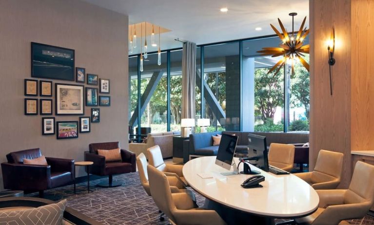 Dedicated business center at H Hotel Los Angeles, Curio Collection By Hilton.