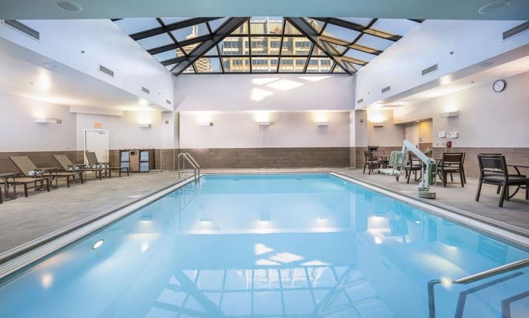 Stunning indoor pool at Hilton Indianapolis Hotel & Suites.