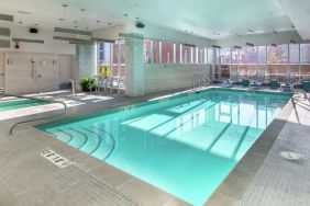 Stunning indoor pool at Hilton Garden Inn Calgary Downtown.