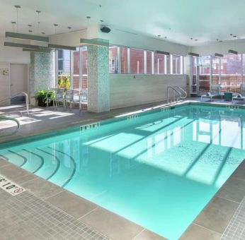 Stunning indoor pool at Hilton Garden Inn Calgary Downtown.