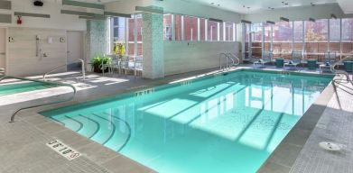 Stunning indoor pool at Hilton Garden Inn Calgary Downtown.