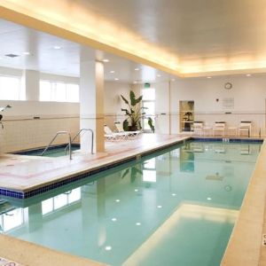 Stunning indoor pool at Sonesta Emeryville - San Francisco Bay Bridge.