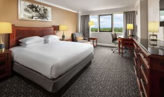 Delux king room with natural light at Hilton Short Hills.