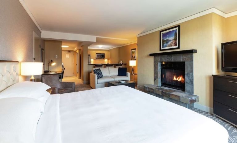 Delux king room with fire place at Hilton Whistler Resort & Spa.