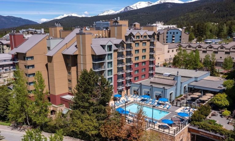 Stunning outdoor pool at Hilton Whistler Resort & Spa.