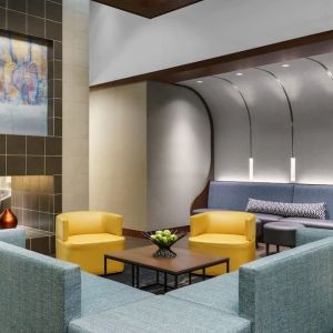 Lobby and coworking lounge at Hyatt PLACE Fort Lauderdale Airport - South & Cruise Port.