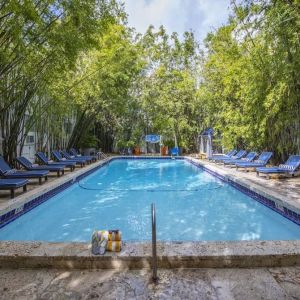 Reelaxing outdoor pool with sun loungers at Catalina Hotel & Beach Club.