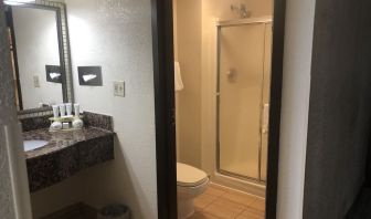 Private guest bathroom at Radisson Hotel Schaumburg.