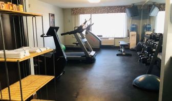 Fitness center available Delux king room bath at Radisson Hotel Schaumburg.