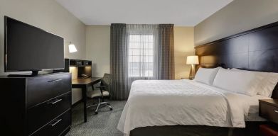 King bed with TV at Staybridge Suites Washington D.C.- Greenbelt.